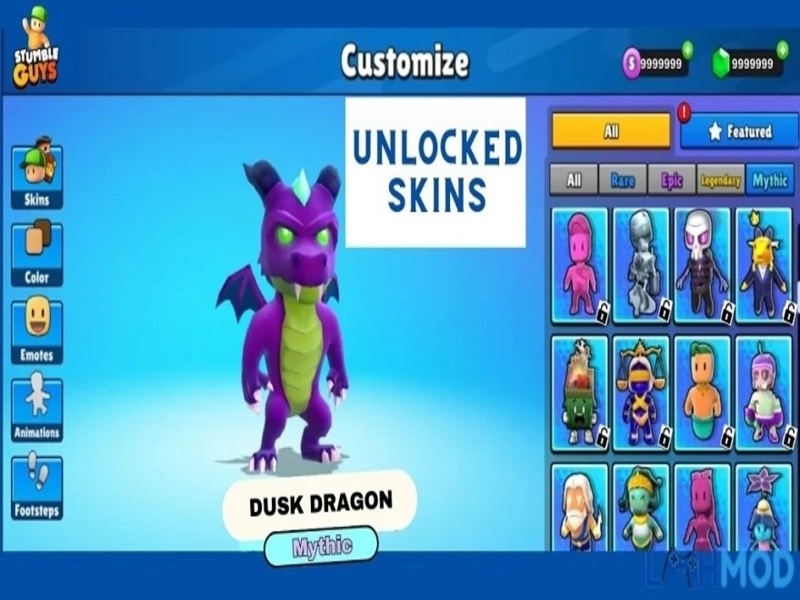Tải Stumble Guys Mod Hack.boats (Mở Khóa Skin, Menu) V0.92 Mở Khóa Toàn Bộ Skin Và Biểu Cảm Trong Stumble Guys Mod