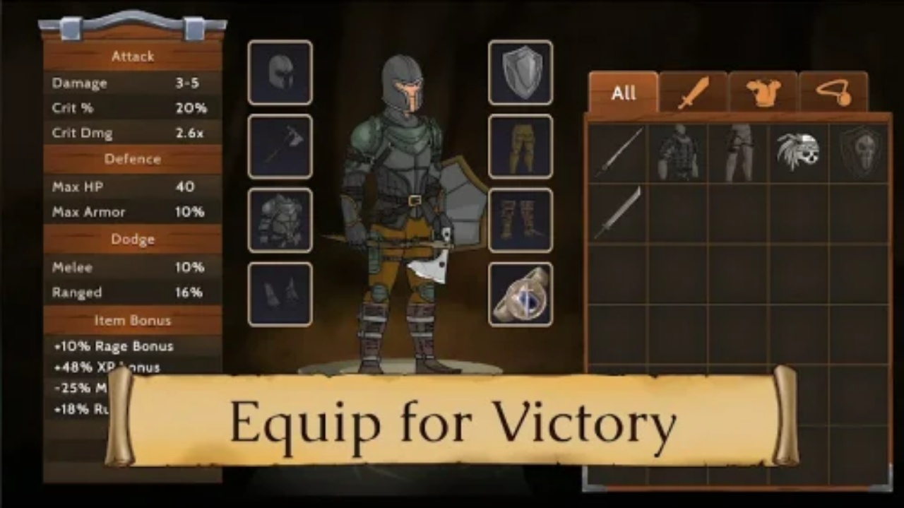 Tải Obsidian Knight RPG Mod Apk (Vô Hạn Tiền, Kim Cương) v1.200.12 Nâng Cấp Hiệp Sĩ Qua Hệ Thống Trang Bị Và Vật Phẩm Đặc Biệt