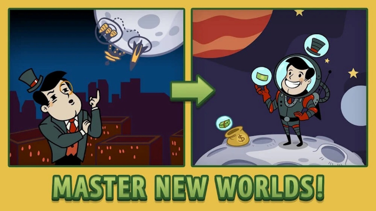 Tải AdVenture Capitalist Mod Apk (Vô Hạn Tiền, Vé) v9.18.2 Đồ Họa 2D Đơn Giản, Hài Hước – Phong Cách Vẽ Đặc Trưng Của AdVenture Capitalist