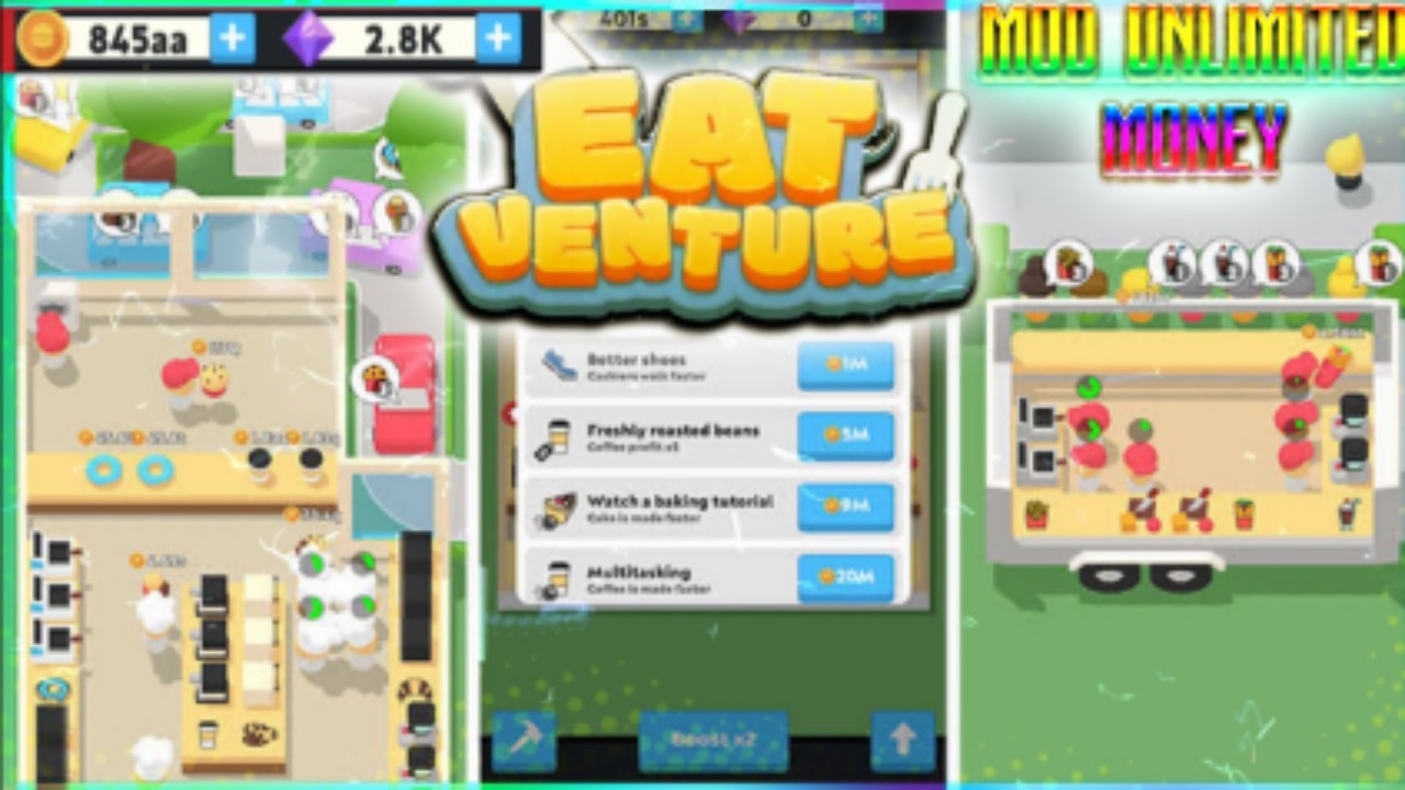 Tải Hack Eatventure (Vô Hạn Kim Cương, Tiền, Menu) v1.47.1 Tính Năng Nâng Cấp Độc Quyền Của Hack Eatventure