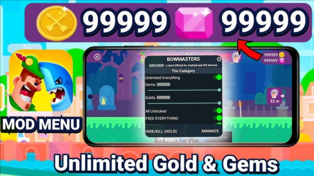 Tải Ultimate Bowmasters Hack (Full Nhân Vật, Tiền, Kim Cương) v1.1.2 Tính Năng Đặc Quyền Của Bản Ultimate Bowmasters Hack