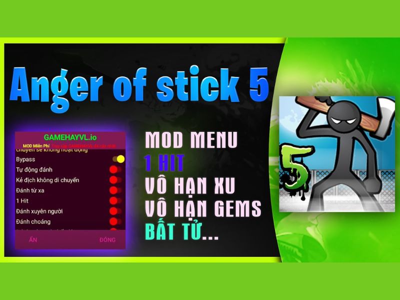 Tải Anger of Stick 5 Hack (Vô Hạn Tiền, Kim Cương) v1.1.92 Làm Chủ Cuộc Chơi Với Bản Anger Of Stick 5 Hack