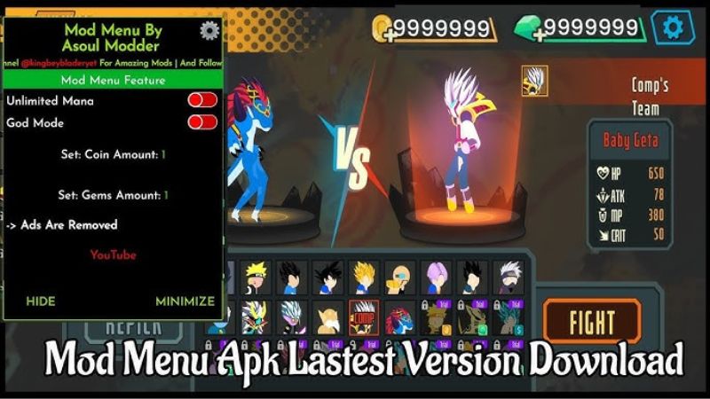 Tải Hack Stickman Dragon Fight (Vô Hạn Tiền, Full Nhân Vật) V3.3.8 Tính Năng Nổi Bật Trong Hack Stickman Dragon Fight
