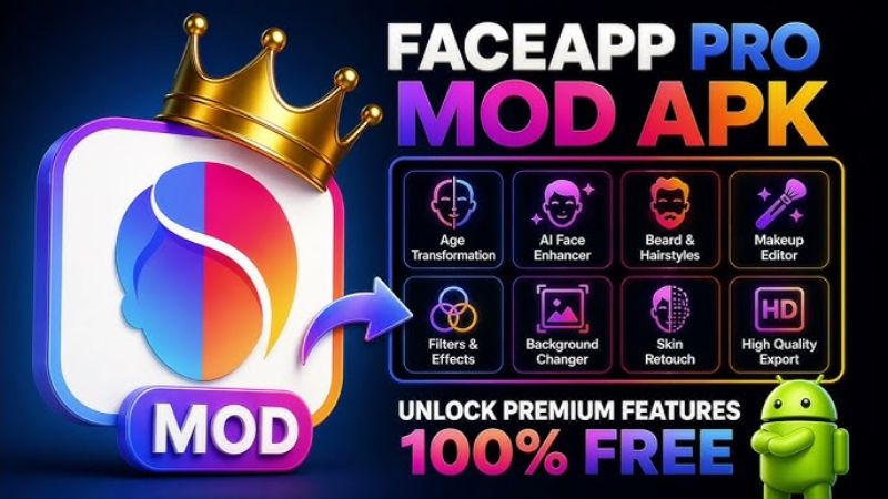 Tải FaceApp Pro Mod APK (Mở Khóa Pro, Không Watermark) v12.8.6 Tại Sao FaceApp Pro Mod APK Là Lựa Chọn Số 1 Của Tín Đồ Sống Ảo?
