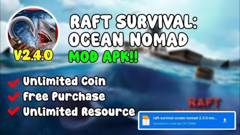 Tải Raft Survival: Ocean Nomad MOD APK v2.9.2 (MOD MENU, Vô Hạn Tiền) Raft Survival: Ocean Nomad MOD APK