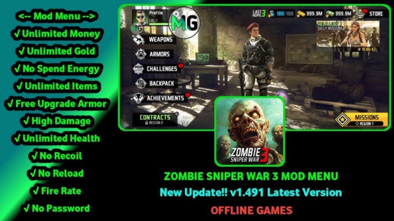 Tải Zombie Sniper War 3 MOD APK v1.98 (Vô Hạn Tiền) Zombie Sniper War 3 MOD APK