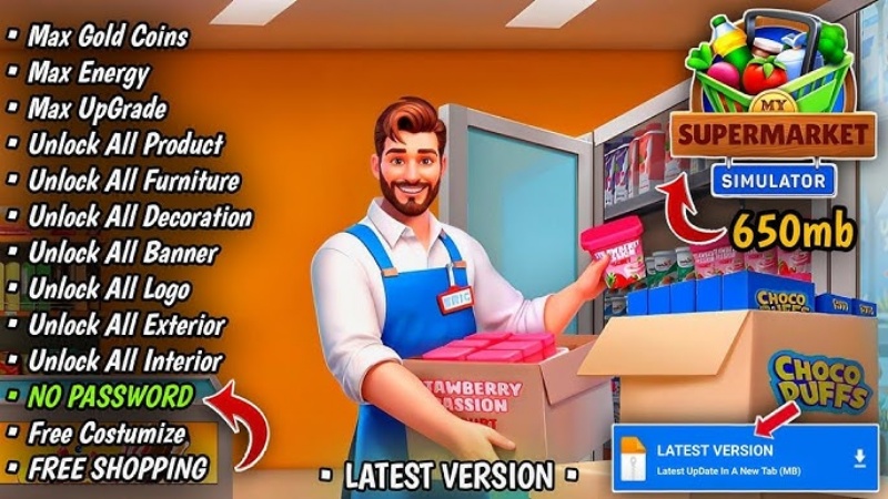 Tải My Supermarket Simulator 3D MOD APK v1.35.0 (Vô Hạn Tiền) Tính năng MOD của My Supermarket Simulator 3D MOD APK